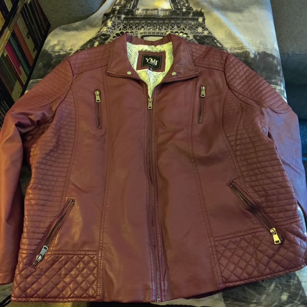 YMI Burgundy Faux Leather Jacket